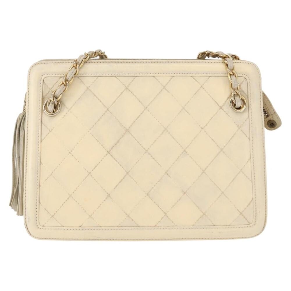 Chanel Matelasse Lambskin Chain Shoulder Bag Beige